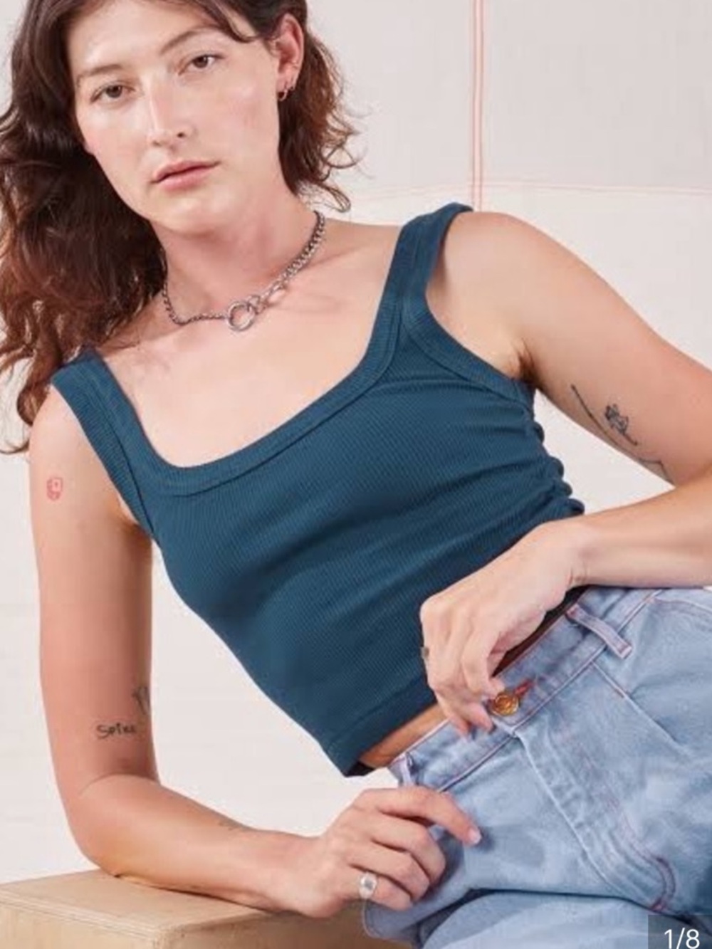 Big Bud Press - Cropped Square Neck Tank in Lagoon Small